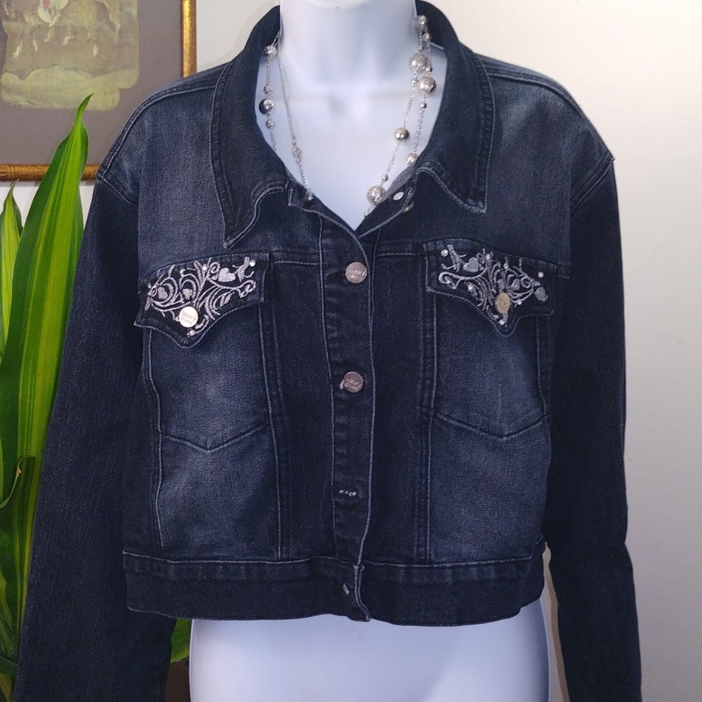 Luxury blues jean jacket plus size